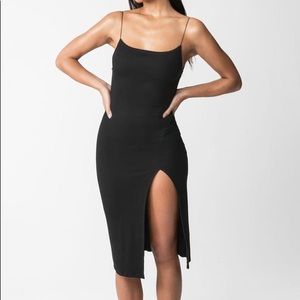 JOAH BROWN STRAPPY SLIT DRESS